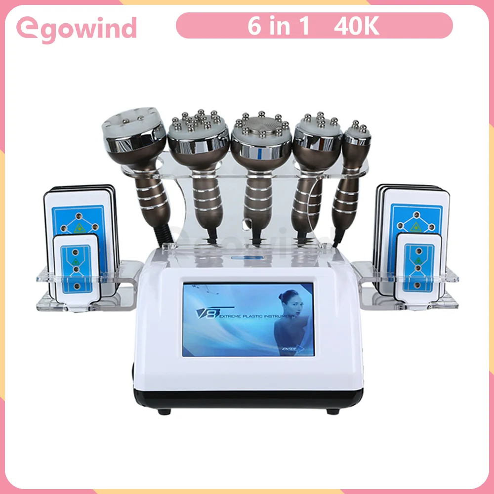 

6 In 1 Ultrasonic Cavitation 40K Frequency Body Slimming Shaping Machine Vacuum Radio RF Liposuction Skin Lifting Tighten Lipo