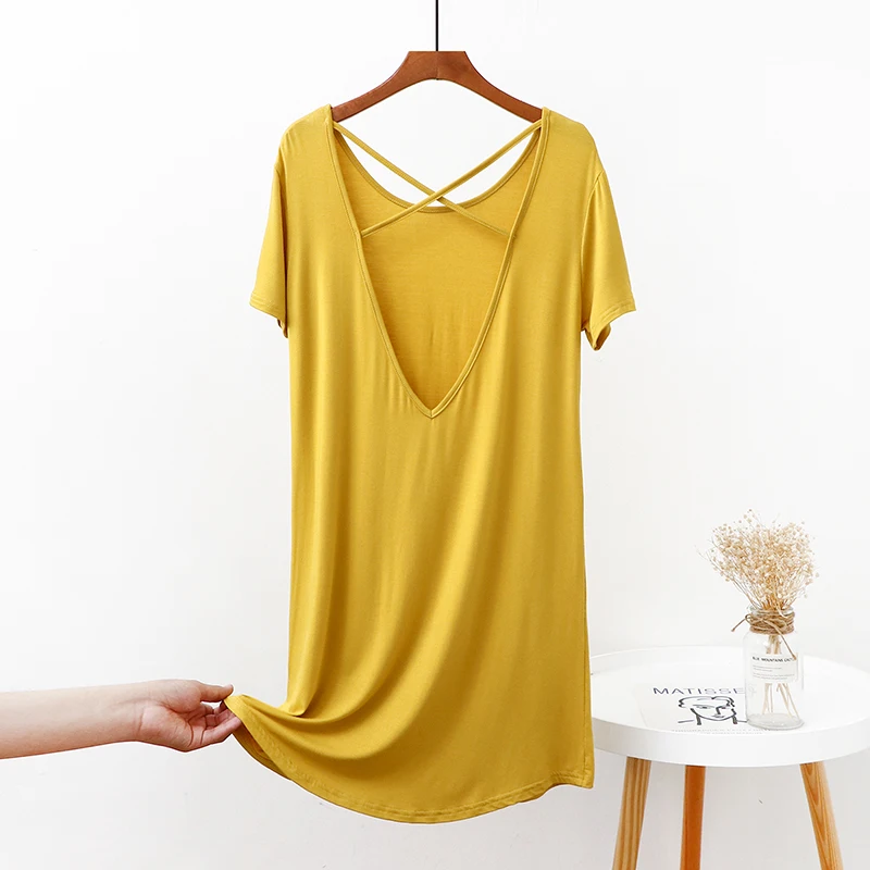 Backless sexy nightgown female xia modal thin straps leisurewear sleep long pajamas in pure cotton short sleeve dress
Backless sexy nightgown female xia modal thin straps leisurewear sleep long pajamas in pure cotton short sleeve dress