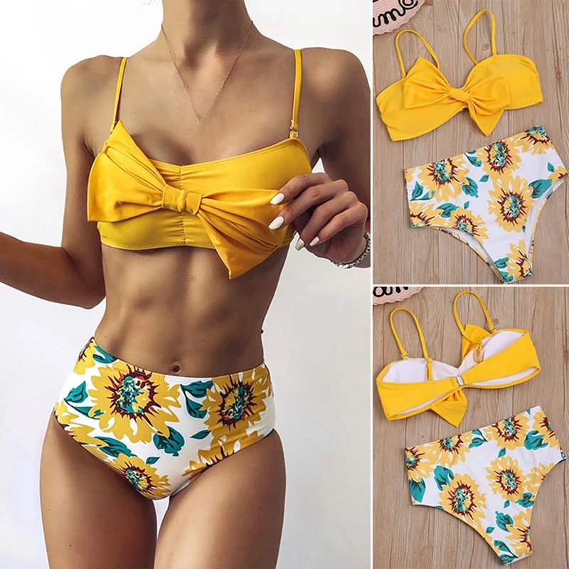 DOME Bikinis For Women Bow Bikini Sexy Sunflower Print Lace-Up Swimsuit Suits For Women 2 Piece Set
DOME Bikinis For Women Bow Bikini Sexy Sunflower Print Lace-Up Swimsuit Suits For Women 2 Piece Set