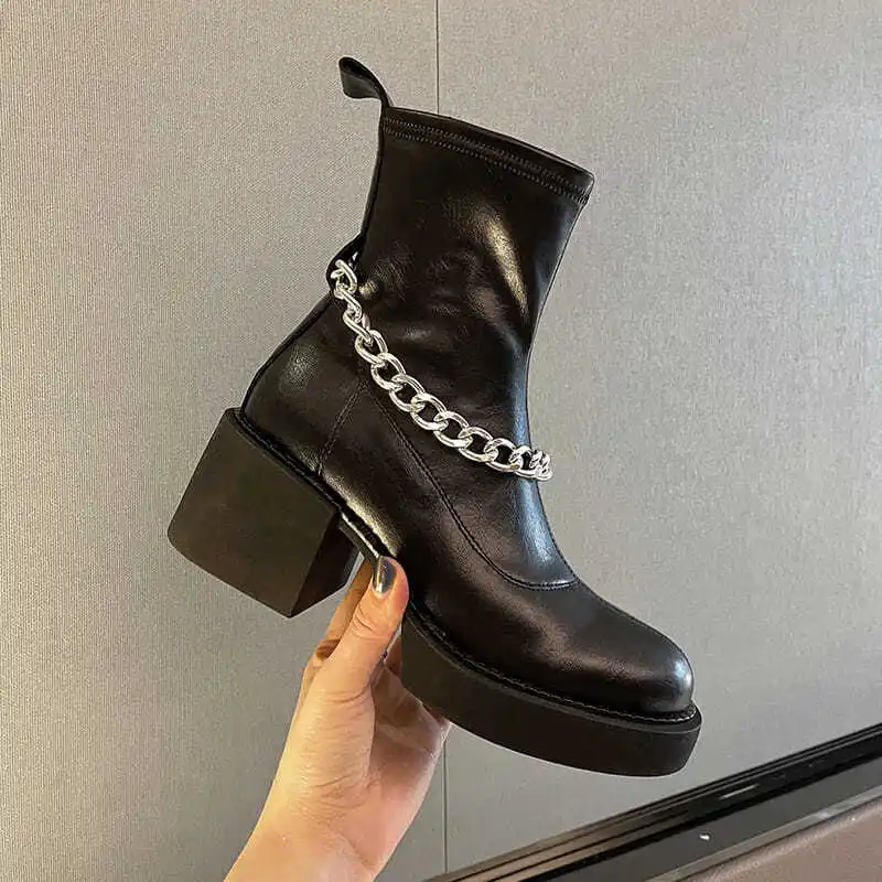 Women Boots 2022 New High Heels Boots Soft Leather Round Toe Thick Heel Knight Boots Platform Shoes Ankle Boots for Women 
Women Boots 2022 New High Heels Boots Soft Leather Round Toe Thick Heel Knight Boots Platform Shoes Ankle Boots for Women