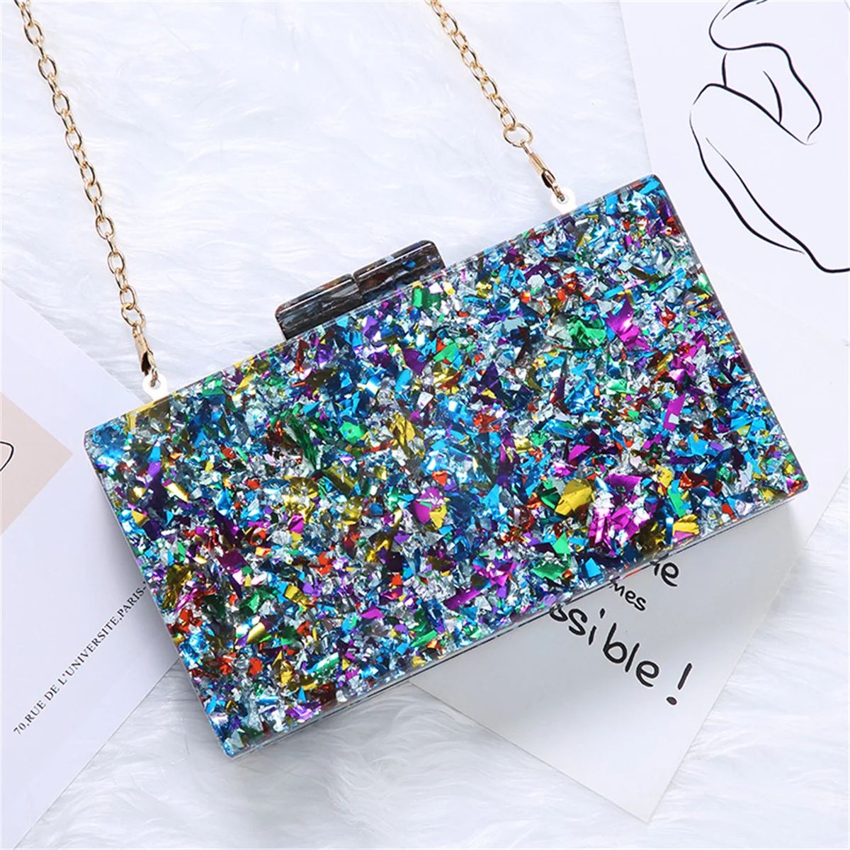 Clutch Evening Bag Female Bling Multi-Colors Sequin Hasp Fashion Elegant Party Prom Wedding Bridal Handbags Acrylic Purses
Clutch Evening Bag Female Bling Multi-Colors Sequin Hasp Fashion Elegant Party Prom Wedding Bridal Handbags Acrylic Purses