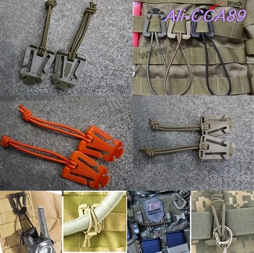 

1/2Pcs Outdoor Backpack Carabiner Plastic+Elastic Cord EDC Bag Mini Tool Molle Buckle Clip Winder Outdoor Tool
