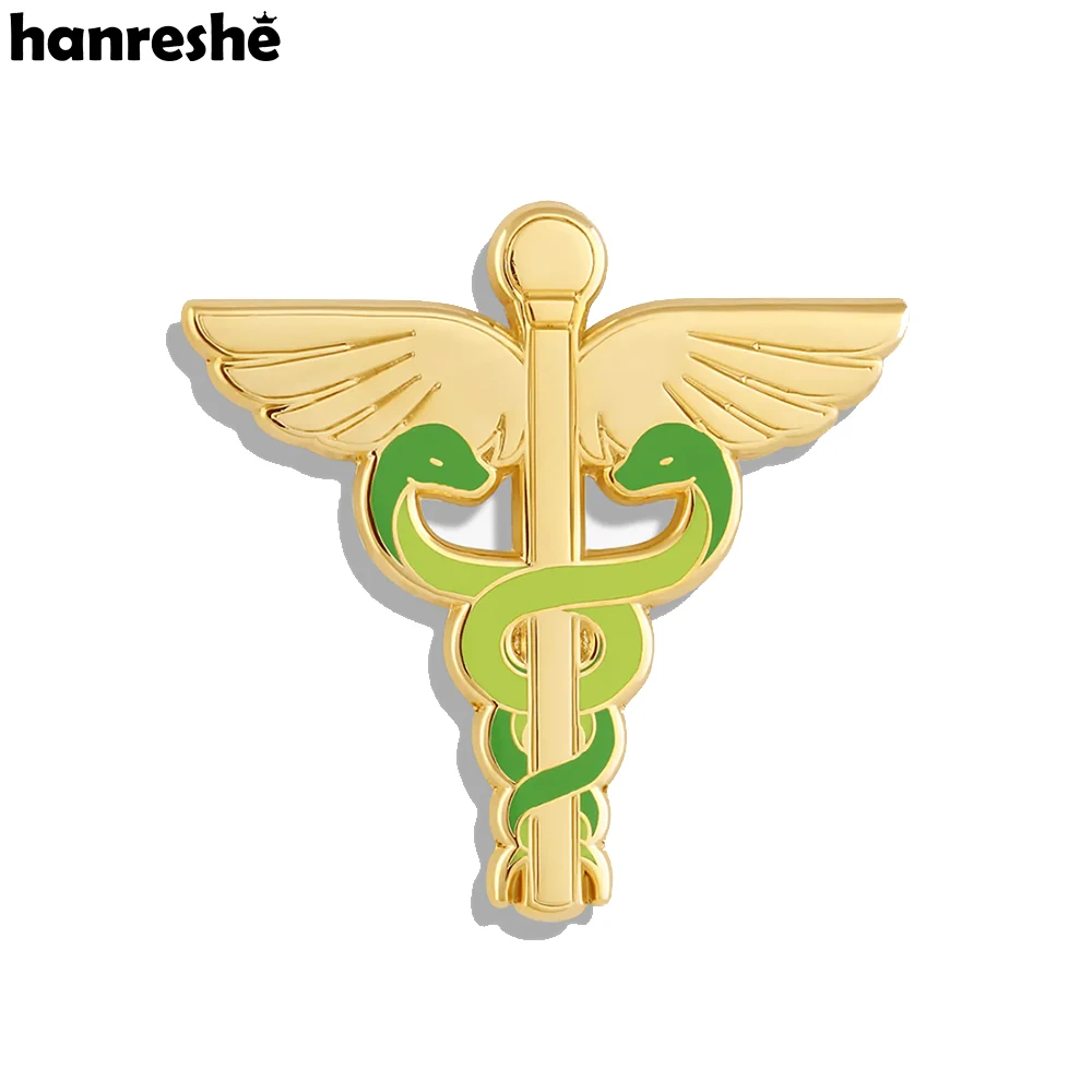 

Hanreshe Caduceus Medical Enamel Pin New Doctor Nurse Wings Snake Staff Brooch Badge for Lapel Backpack Decoration Jewelry