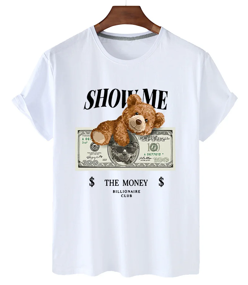 Funny Banknote Bear Print Tshirt Women Fashion Cartoon Casual T-shirt Female Summer Short Sleeved Tops Tees Unisex T Shirt
Funny Banknote Bear Print Tshirt Women Fashion Cartoon Casual T-shirt Female Summer Short Sleeved Tops Tees Unisex T Shirt