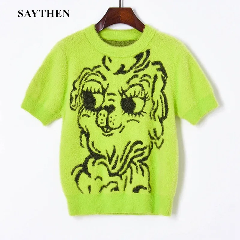 SAYTHEN 2022 Spring And Summer New Fruit Green Imitation Mink Velvet Cartoon Dog Sweater Short-Sleeved Women's Pullover YS22211
SAYTHEN 2022 Spring And Summer New Fruit Green Imitation Mink Velvet Cartoon Dog Sweater Short-Sleeved Women's Pullover YS22211