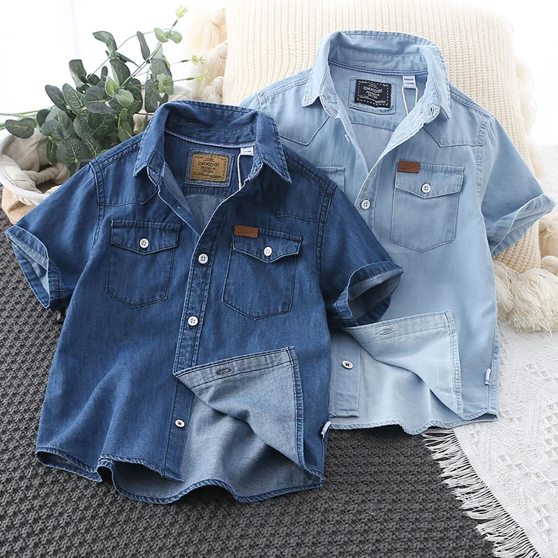 Summer Boys Clothing Short Sleeve Turn-down Collar Shirts Casual Teenager Boys Cotton Denim Shirts 110-170cm
Summer Boys Clothing Short Sleeve Turn-down Collar Shirts Casual Teenager Boys Cotton Denim Shirts 110-170cm