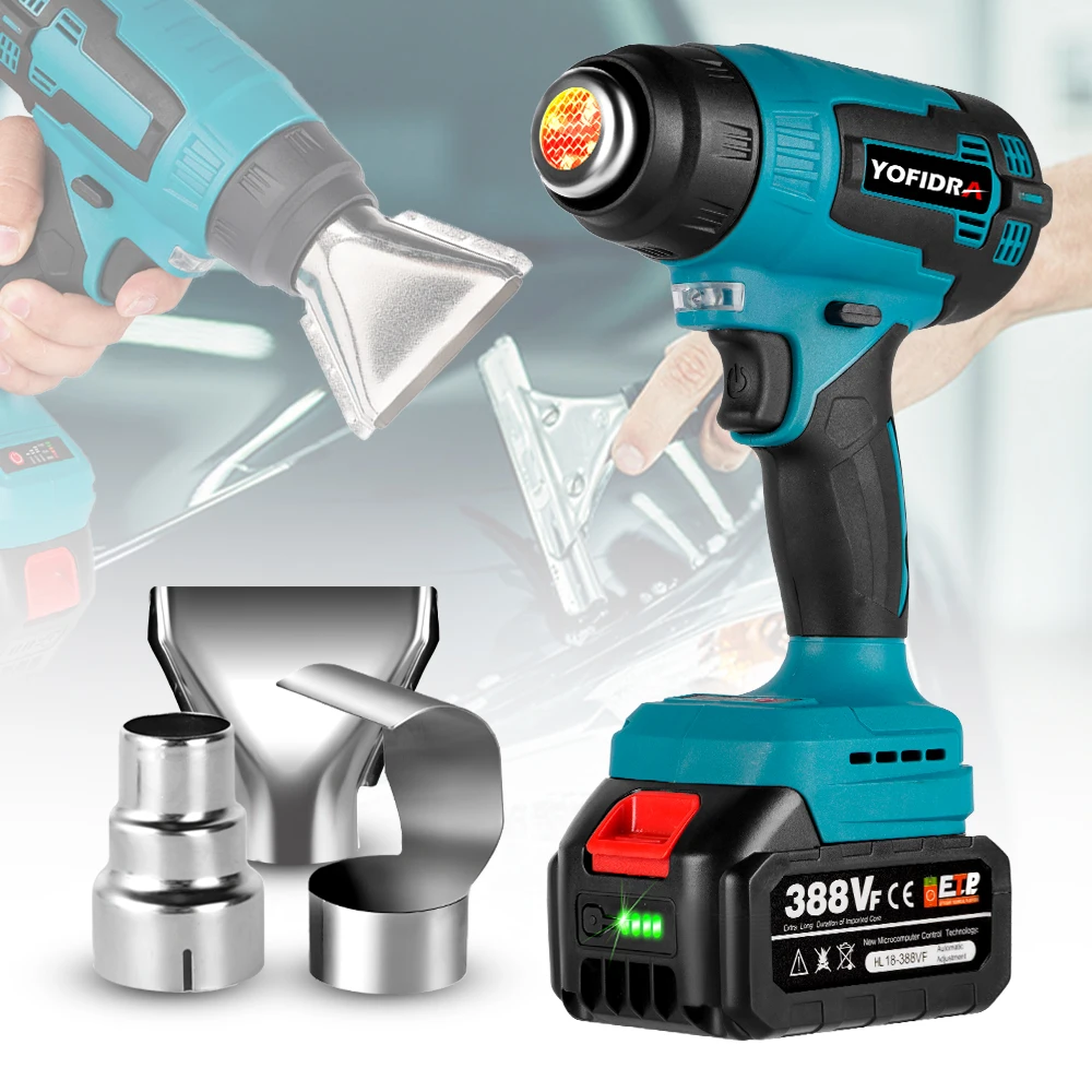 2000W Cordless Electric Hot Air Gun Temperatures Adjustable Rechargeable Handheld Shrink Wrapping Tool For Makita 18V Battery
2000W Cordless Electric Hot Air Gun Temperatures Adjustable Rechargeable Handheld Shrink Wrapping Tool For Makita 18V Battery