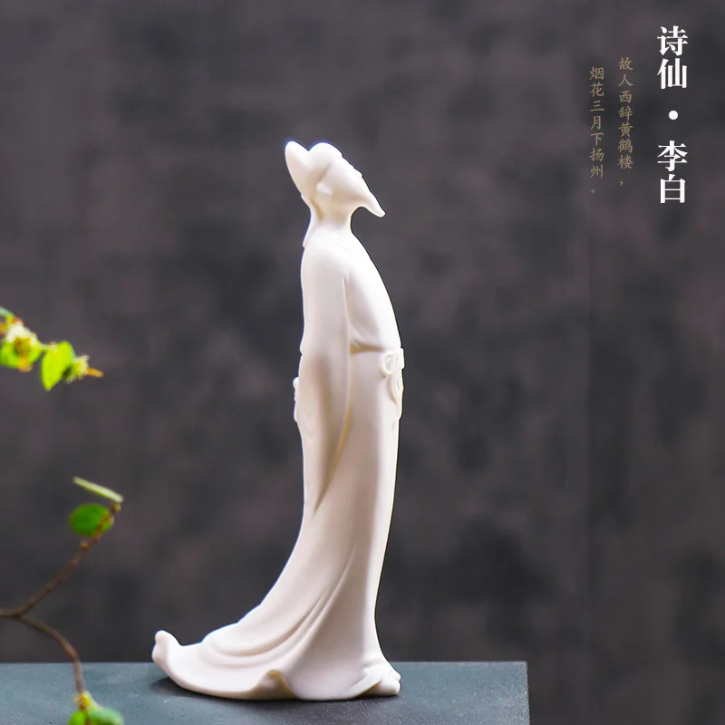 

Керамическая сказочная поэзия Li Bai, древний поэт, дзен, белые фарфоровые фигурки, подарки, кабинет, гостиная, вход, украшение для дома, медитация