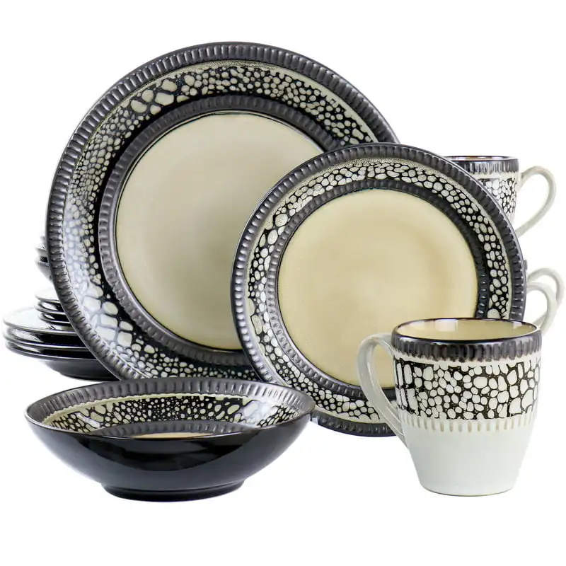 

Elegant and Stunning 16-Piece Stoneware Dinnerware Set - Ideal for Everyday Use, Special Celebrations, and Gatherings.
