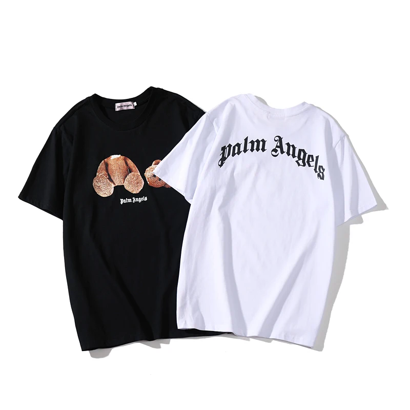 

Palm Angels 22SS Letter Logo PA Chic Loose Casual Round Neck Short Sleeve T-shirt Broken Bear Men Women Lovers Couple Style Tops