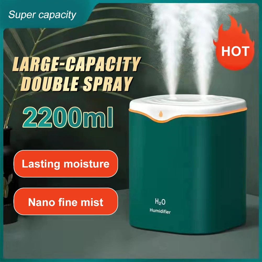 2200ML Double Spray Air Humidifier Essential Oil Diffuser Desktop Mute Cool Mist Sprayer Humidifier for Home Bedroom Office
2200ML Double Spray Air Humidifier Essential Oil Diffuser Desktop Mute Cool Mist Sprayer Humidifier for Home Bedroom Office