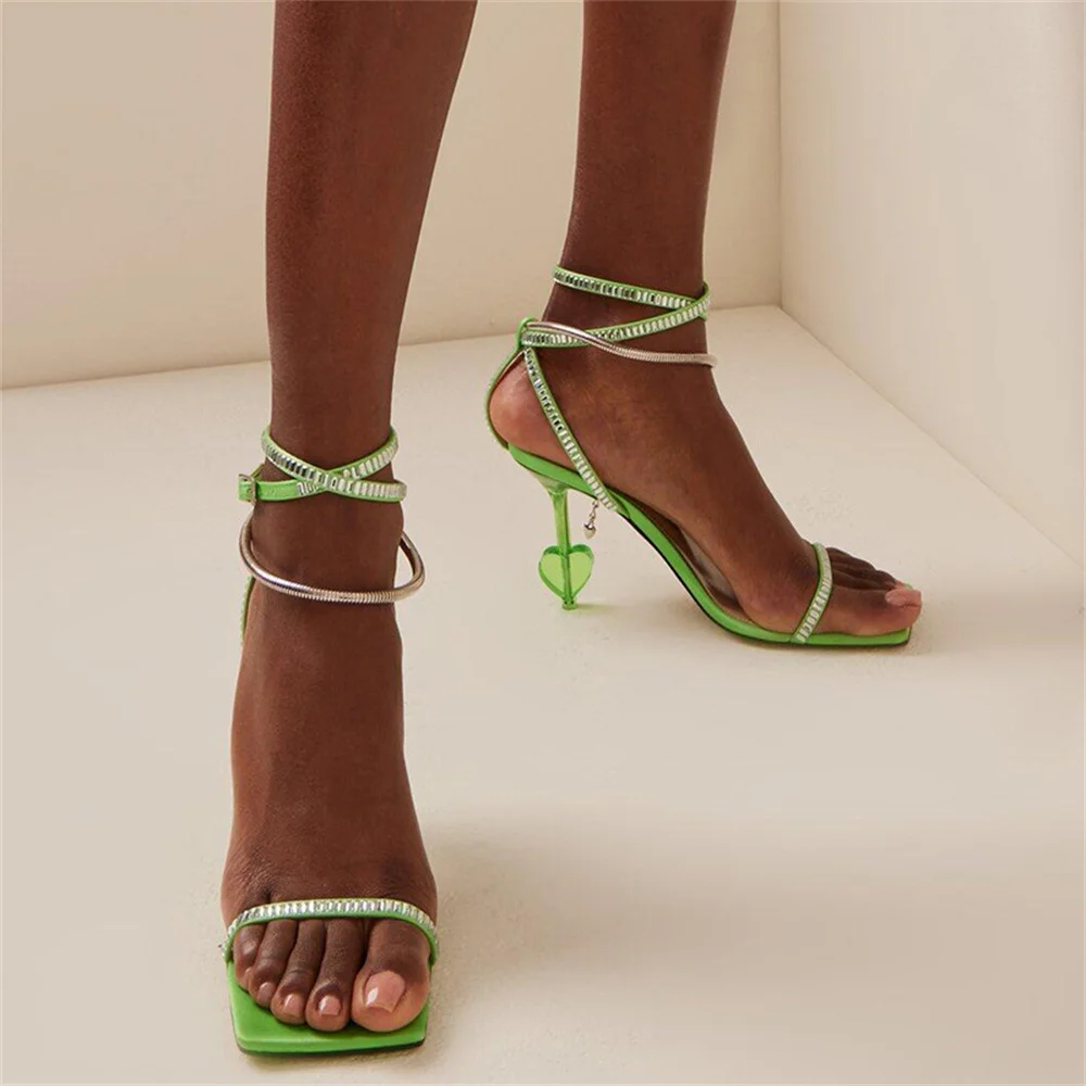

2023 Summer New Fashion Women's High Stiletto Heel Square Toe Cross Binding Sandals Catwalk shows With Diamond/Rhinestone
