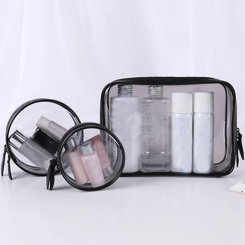 Transparent Cosmetic Bag Female Waterproof Storage Black Portable Travel Bathroom Zipper Organizer Fashion PVC Clear Wash Bag 
Transparent Cosmetic Bag Female Waterproof Storage Black Portable Travel Bathroom Zipper Organizer Fashion PVC Clear Wash Bag