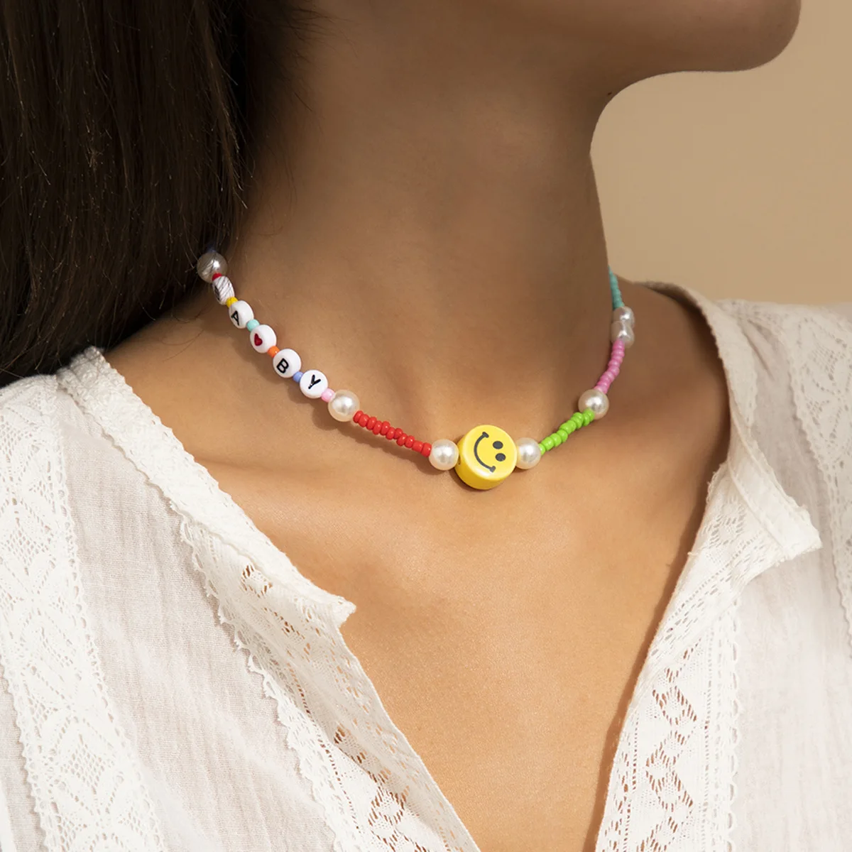 VSnow Designed Rainbow Beads Choker Necklace for Women Fashion Letter Faux Pearls Beaded Chains Necklaces Beach Accessories
VSnow Designed Rainbow Beads Choker Necklace for Women Fashion Letter Faux Pearls Beaded Chains Necklaces Beach Accessories