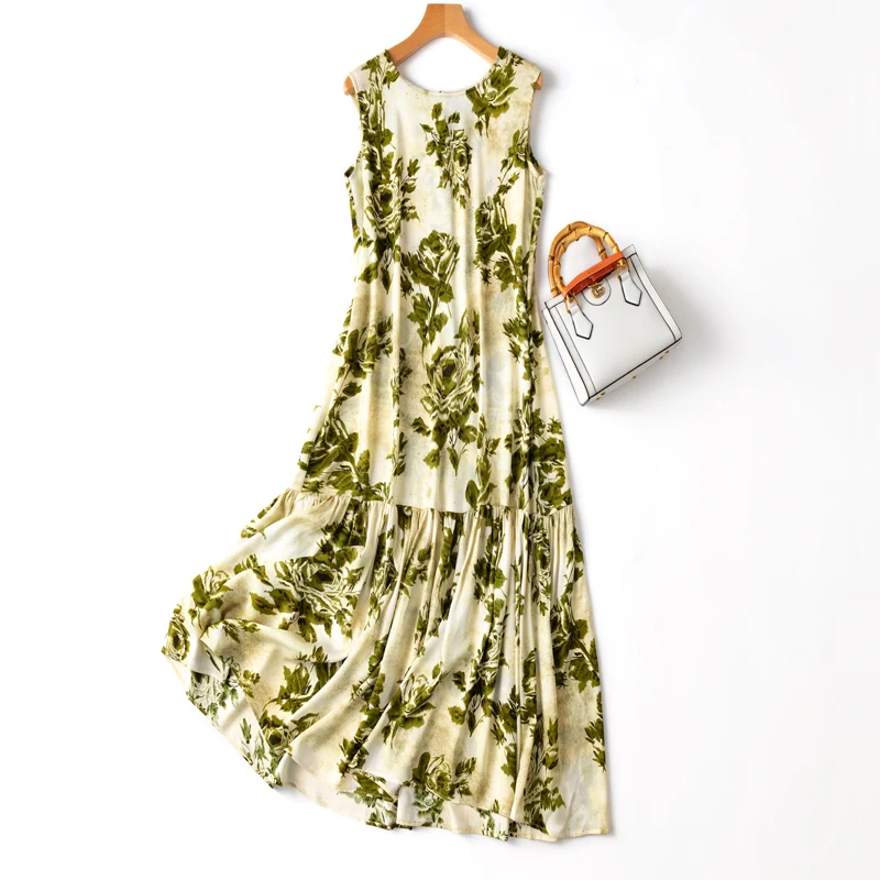 Real Silk Summer Dress 2022 Beach Style Mid-Calf O-Neck Natural Factors Print Poplin Dresses for Women Party Vestidos Mujer
Real Silk Summer Dress 2022 Beach Style Mid-Calf O-Neck Natural Factors Print Poplin Dresses for Women Party Vestidos Mujer