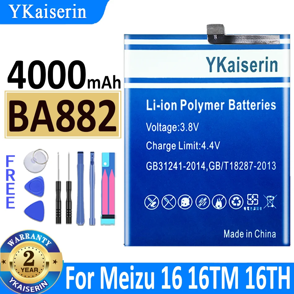YKaiserin For Meizu 16 16TM 16TH Phone BA882 BA 882 4000mAh High Quality Battery + Tracking Number
YKaiserin For Meizu 16 16TM 16TH Phone BA882 BA 882 4000mAh High Quality Battery + Tracking Number