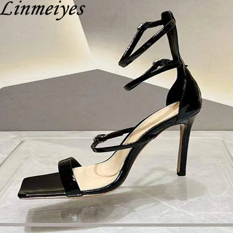 Sexy High Heels Gladiator Sandals Woman Patent Leather Narrow Band Summer Shoes Women Square Peep Toe Stiletto Sandals Woman
Sexy High Heels Gladiator Sandals Woman Patent Leather Narrow Band Summer Shoes Women Square Peep Toe Stiletto Sandals Woman