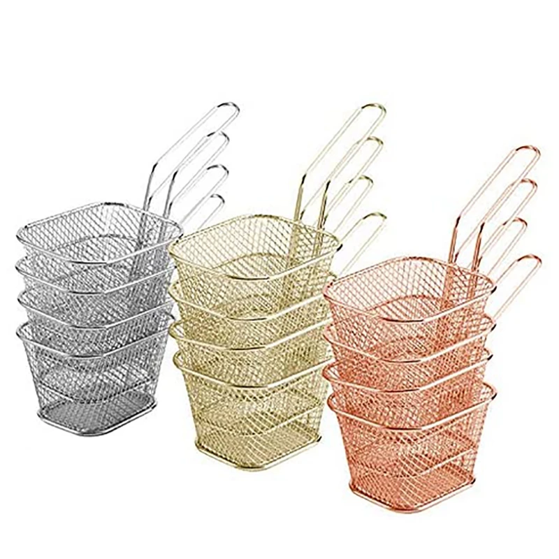 12PCS Mini Serving Presentation Basket Strainer For Chips Rings Vegetable, Chip Fryer Frying Basket Kitchen Cooking Tool
12PCS Mini Serving Presentation Basket Strainer For Chips Rings Vegetable, Chip Fryer Frying Basket Kitchen Cooking Tool