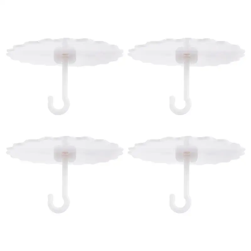 

4pcs Dome Mosquito Net Hooks Ceiling Hooks Bed Canopy Plastic Screw Hooks Kitchen Celing Plant Hanger No Drilling Suspension