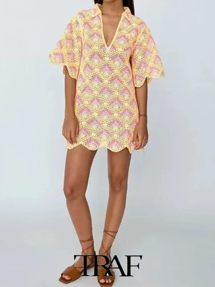 Летнее Модное Новое вязаное крючком мини-платье TRAF ZA ree 2022, женские повседневные платья, Вечернее приталенное сексуальное платье
Летнее Модное Новое вязаное крючком мини-платье TRAF ZA ree 2022, женские повседневные платья, Вечернее приталенное сексуальное платье