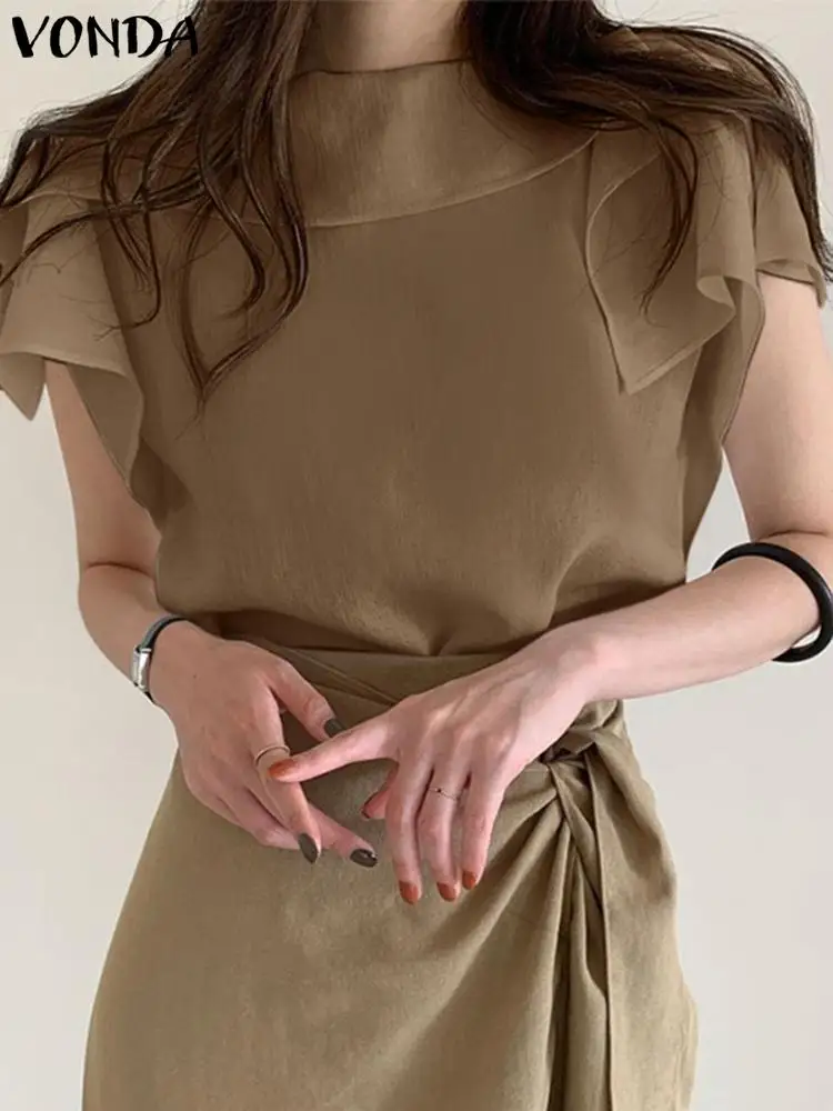 2022 VONDA Женская Повседневная Блузка без рукавов с оборками летняя плиссированная Сексуальная Туника Топы женские блузы Большие размеры пляж...
2022 VONDA Женская Повседневная Блузка без рукавов с оборками летняя плиссированная Сексуальная Туника Топы женские блузы Большие размеры пляж...