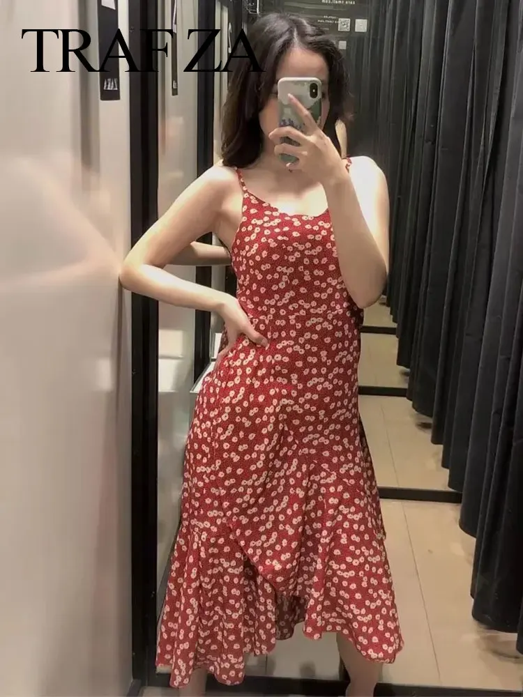 TRAF ZA Women's Summer Sling Floral Red Dress TubeTop Sweet Slim Sexy Asymmetrical Ruffle Hem Midi Dress Everyday Beach Wear
TRAF ZA Women's Summer Sling Floral Red Dress TubeTop Sweet Slim Sexy Asymmetrical Ruffle Hem Midi Dress Everyday Beach Wear