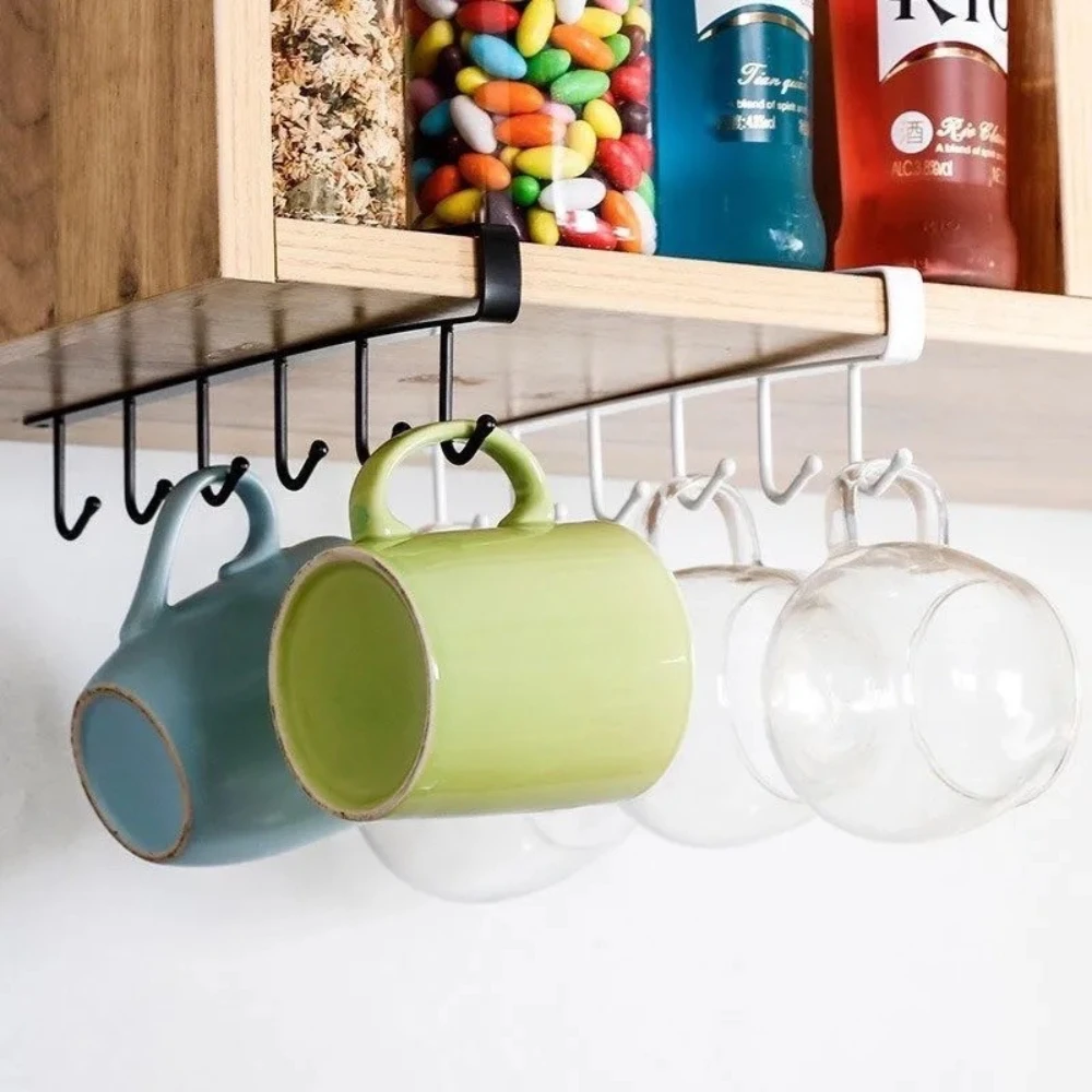Iron 6 Hooks Storage Shelf Wardrobe Cabinet Metal Under Shelves Mug Cup Hanger Bathroom Kitchen Organizer Hanging Rack Holder
Iron 6 Hooks Storage Shelf Wardrobe Cabinet Metal Under Shelves Mug Cup Hanger Bathroom Kitchen Organizer Hanging Rack Holder