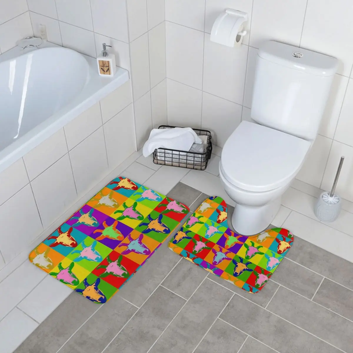 Farm Animal Print Bath Mat Goat Pop Art Foot Anti Slip 2 Piece Bathroom Mat Set Modern Polyester Bathroom Rug
Farm Animal Print Bath Mat Goat Pop Art Foot Anti Slip 2 Piece Bathroom Mat Set Modern Polyester Bathroom Rug