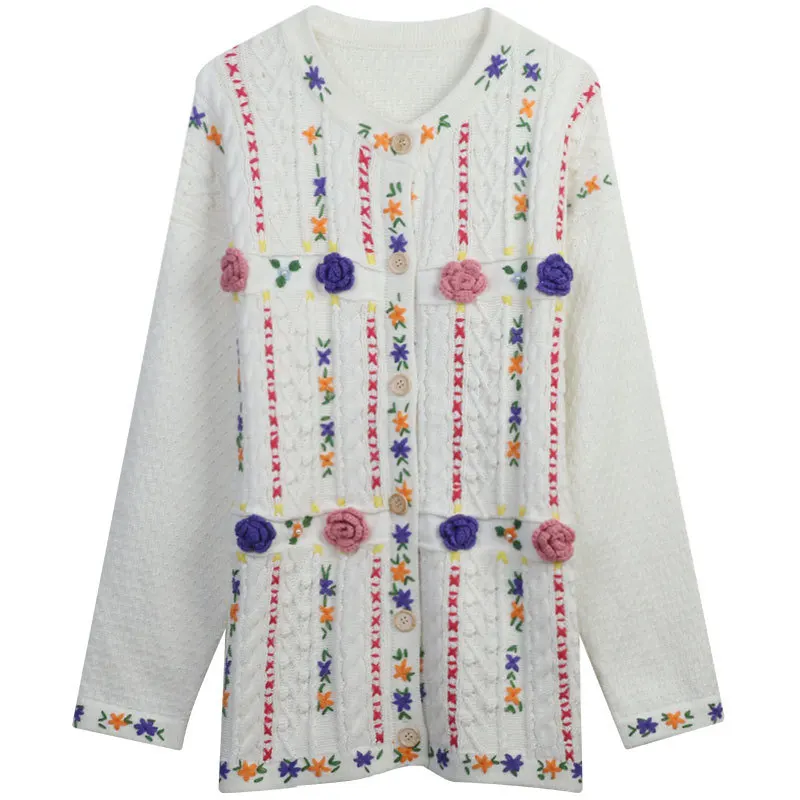 Vintage Floral Embroidery Knitted Cardigan Women 2022 Runway Designers Elegant O-Neck Medium Long Oversized Sweater Mujer
Vintage Floral Embroidery Knitted Cardigan Women 2022 Runway Designers Elegant O-Neck Medium Long Oversized Sweater Mujer