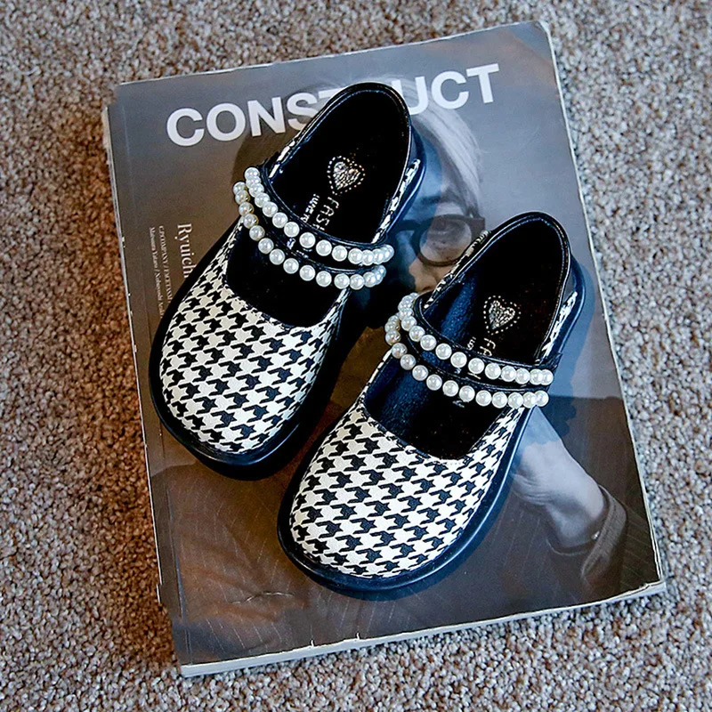 Girl's Princess Shoes Pearl Houndstooth Black Khaki Round Toe Fashion Children Mary Janes 26-36 Sweet Flat Kids Single Shoe
Girl's Princess Shoes Pearl Houndstooth Black Khaki Round Toe Fashion Children Mary Janes 26-36 Sweet Flat Kids Single Shoe