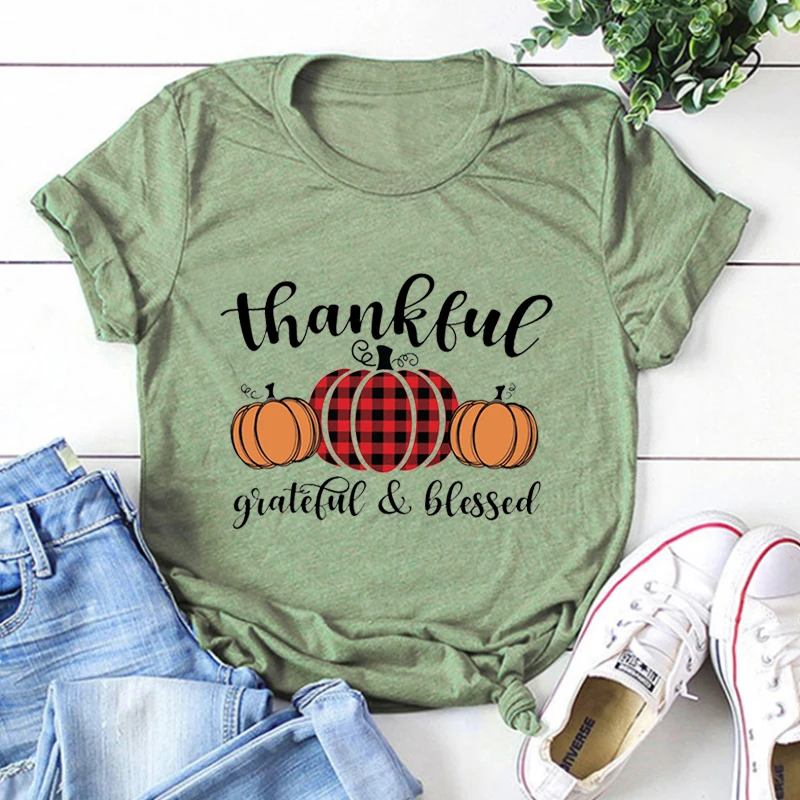 Thankful Grateful Blessed Shirt Pumpkin Tee Thanksgiving Tshirt Thanksgiving Family Shirt Letter Kawaii Clothes Vintage M
Thankful Grateful Blessed Shirt Pumpkin Tee Thanksgiving Tshirt Thanksgiving Family Shirt Letter Kawaii Clothes Vintage M