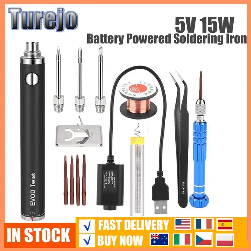 Battery Powered Soldering Iron Kit USB Charging Portable Microelectronics Repair Welding Tools With Wire 15W Welding Equipment
Battery Powered Soldering Iron Kit USB Charging Portable Microelectronics Repair Welding Tools With Wire 15W Welding Equipment