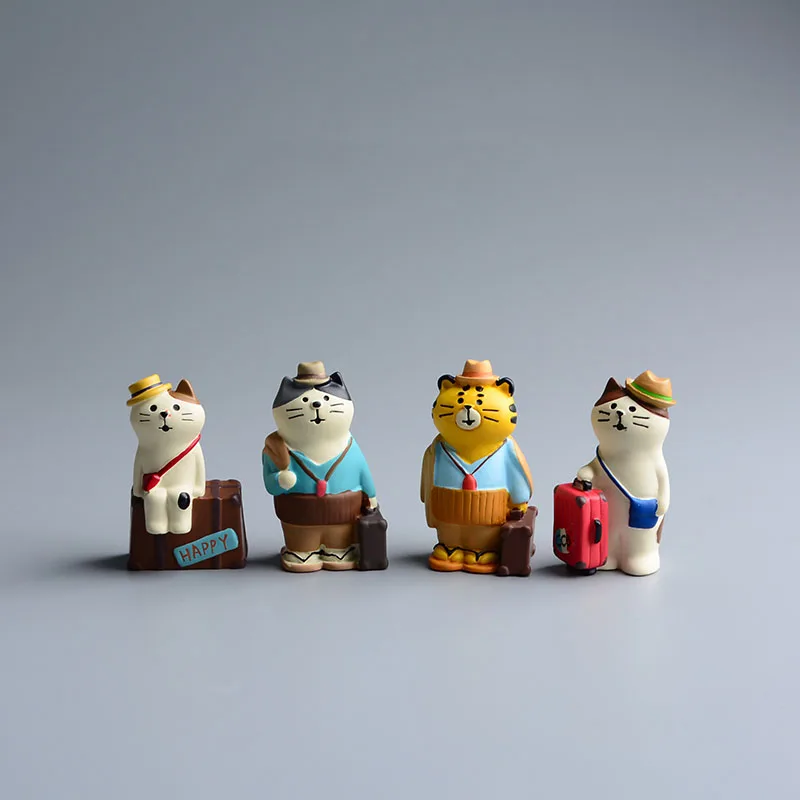 

Японские Мультяшные фигурки, креативные кошки, модель тигра, панды, медведя, искусственная смола, настольное украшение для дома, подарок для детей, кукла