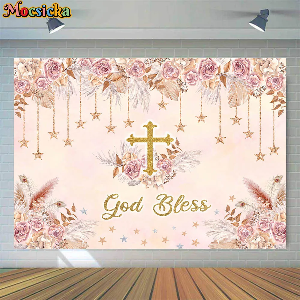 Mocsicka God Bless Bohemian Baptism Backdrop Boho Flower Pampas Grass First Communion Photography Background Custom Banner Decor
Mocsicka God Bless Bohemian Baptism Backdrop Boho Flower Pampas Grass First Communion Photography Background Custom Banner Decor