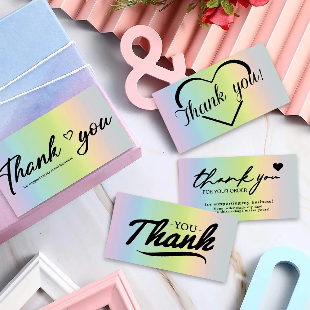 50pcs/pack Holographic Thank You Cards Small Business, Rectangular Gift Card Shop Packaging Decorative Flower Shop Baking Cards
50pcs/pack Holographic Thank You Cards Small Business, Rectangular Gift Card Shop Packaging Decorative Flower Shop Baking Cards