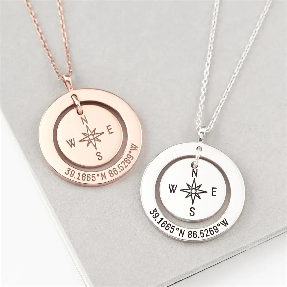 Customized location Necklaces Round Disc Pendant Women Compass Stainless Steel Necklace Travel Jewelry Unisex Gift
Customized location Necklaces Round Disc Pendant Women Compass Stainless Steel Necklace Travel Jewelry Unisex Gift
