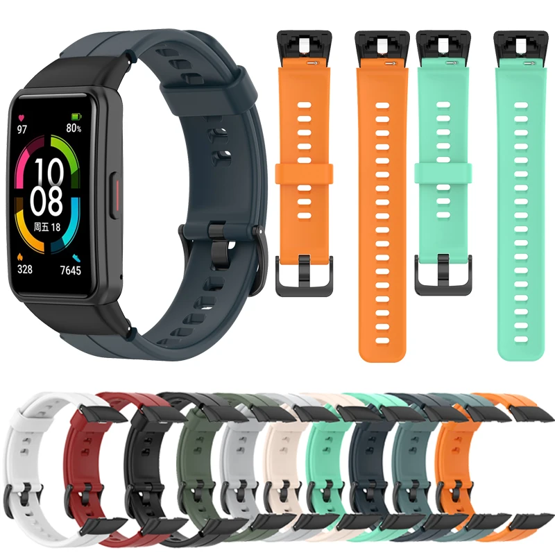 Мягкий силиконовый ремешок для Honor Band 6, сменный ремешок для часов, спортивный браслет для Huawei Band6, аксессуары для смарт-часов