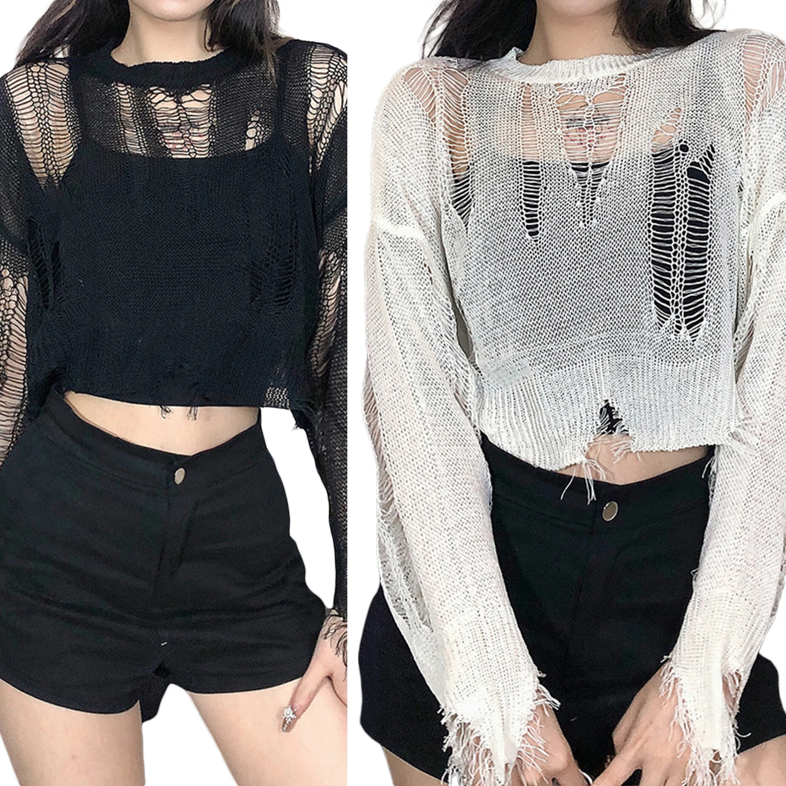 Women Fashion Retro Knitted Smocks Solid Color Hollow-Out Round Neck Long Sleeve Sun Protection Thin T-Shirt Streetwear
Women Fashion Retro Knitted Smocks Solid Color Hollow-Out Round Neck Long Sleeve Sun Protection Thin T-Shirt Streetwear