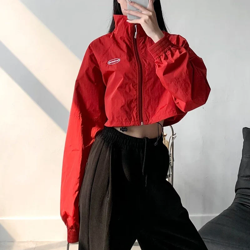 Rimocy Summer Thin Cropped Jackets Women Streetwear Y2K Stand Collar Windbreaks Woman Drawstring Long Sleeve Outerwear Female
Rimocy Summer Thin Cropped Jackets Women Streetwear Y2K Stand Collar Windbreaks Woman Drawstring Long Sleeve Outerwear Female