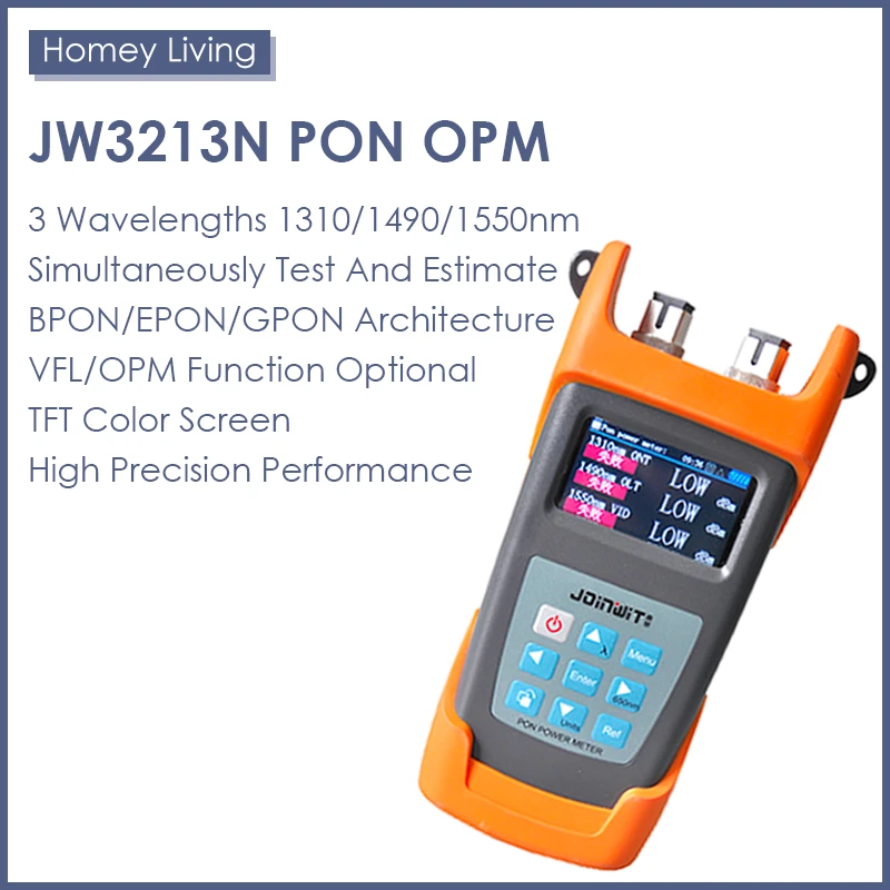 JW3213N волоконно-оптический измеритель мощности PON FTTx Цифровой оптический тестер цветной экран 1310/1490/Нм
JW3213N волоконно-оптический измеритель мощности PON FTTx Цифровой оптический тестер цветной экран 1310/1490/Нм
