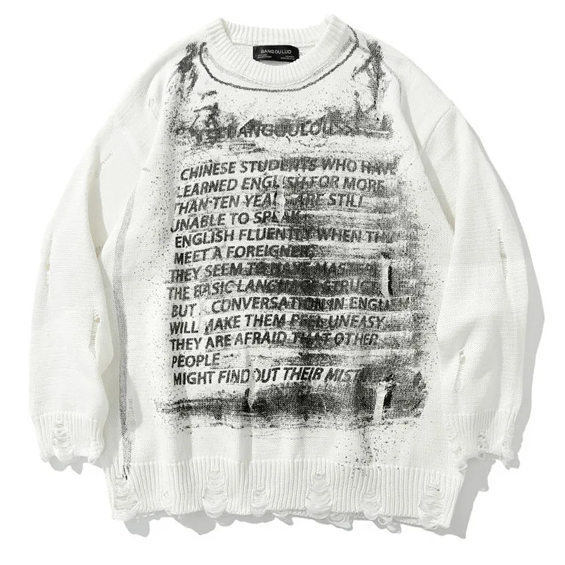 Hip Hop Streetwear Sweater Men Damage Hole Vintage Washed Oversized Knitted Pullover Jumper Fashion Punk Gothic Harajuku Sweater
Hip Hop Streetwear Sweater Men Damage Hole Vintage Washed Oversized Knitted Pullover Jumper Fashion Punk Gothic Harajuku Sweater