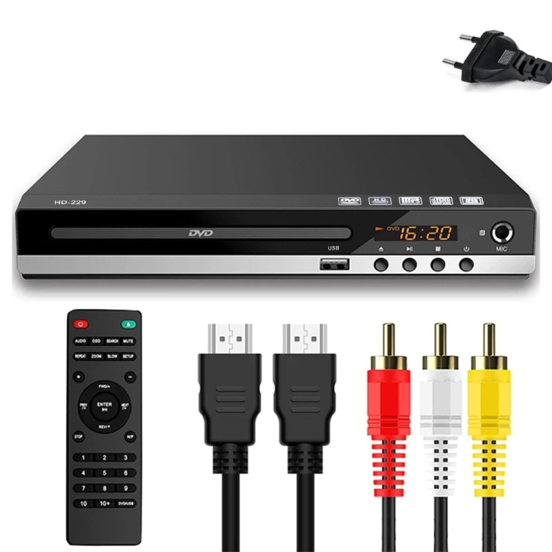 

High-defination 1080P Home DVD Player Box for TV All Region Free CD-Discs AV-Output Built-in MIC-port EU US UK PlugDrop Shipping