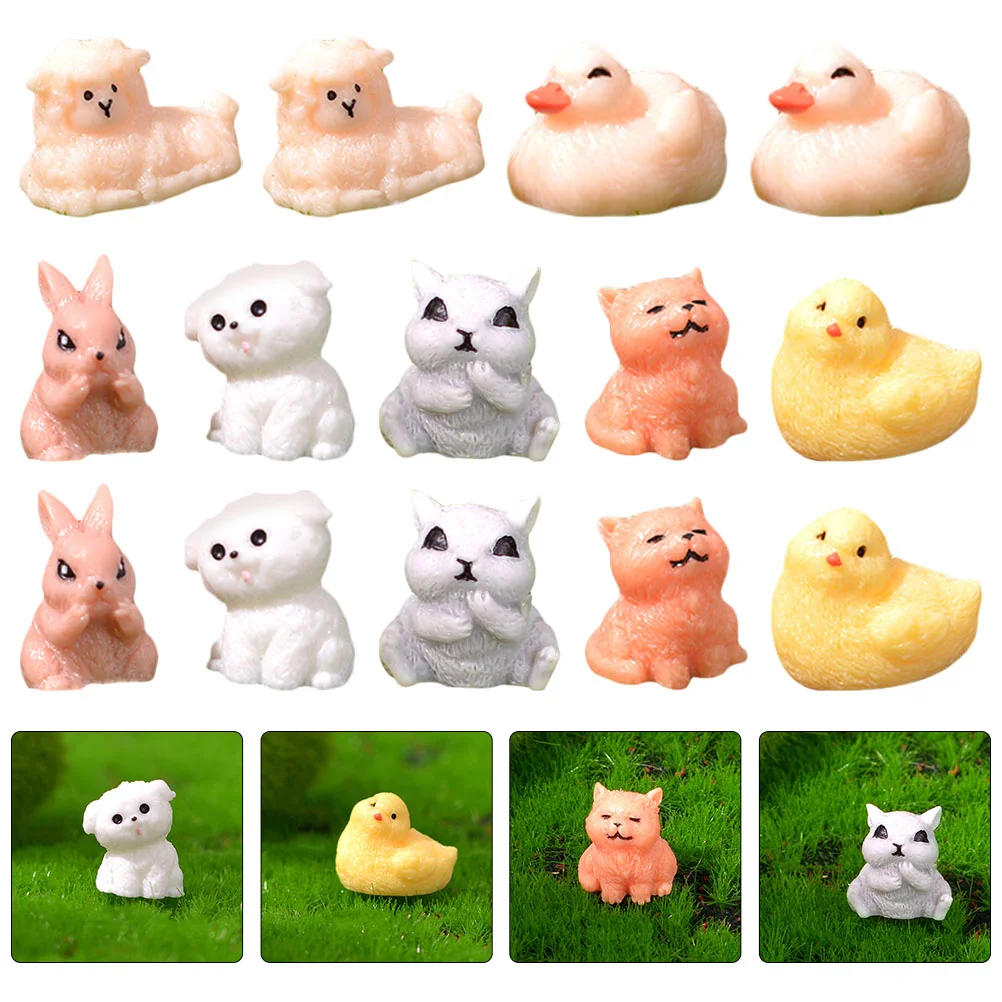 

14pcs Mini Animal Figurines Miniature Resin Animal Figurine Micro Landscape Garden Animal Statues