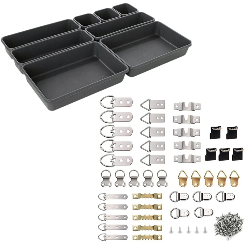 8Pcs Drawer Make Up Brush Clothes Holder Cover Tidy Set-Dark Gray With 140 Pcs Photo Frame Hanging Hooks Kit
8Pcs Drawer Make Up Brush Clothes Holder Cover Tidy Set-Dark Gray With 140 Pcs Photo Frame Hanging Hooks Kit