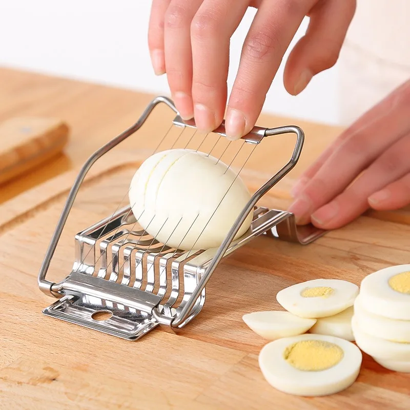

Слайсер для яиц из нержавеющей стали для жестких яиц, проволока, слайсер для яиц, нож для яиц, подходит для посудомоечной машины, для яиц, клубники, мягких фруктов
