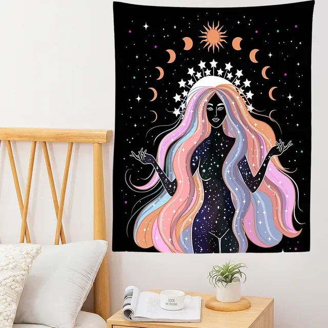 

Moon Phase Girl Mandala Tapestry Wall Hanging Boho decor macrame hippie Witchcraft Tapestry wall decoration cloth