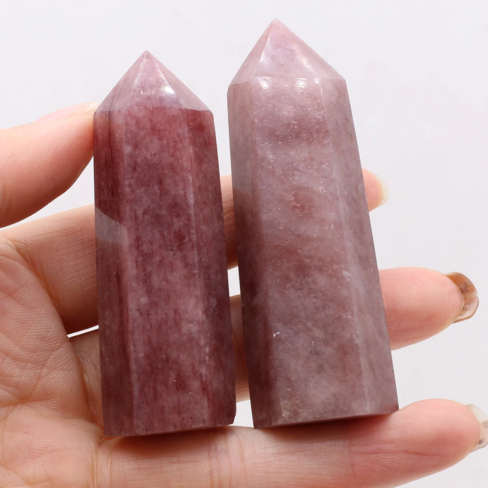 Natural Stone Strawberry Crystal Tower Hexagonal Prism Jewelry Modern Home Crafts Desktop Decoration landscape Ornaments 60-70mm
Natural Stone Strawberry Crystal Tower Hexagonal Prism Jewelry Modern Home Crafts Desktop Decoration landscape Ornaments 60-70mm