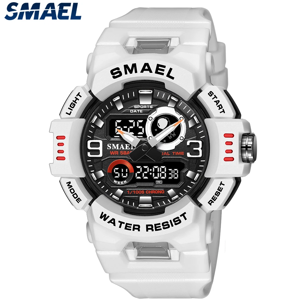 

SMAEL Military Watch Quartz Wristwatches Sport 50M Waterproof Alarm Clock Light Analog Digital Male Clocks 8063 Mens Watches