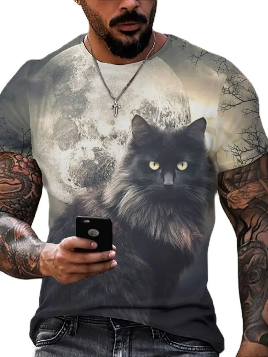 Men's T-shirt Round Neck Shirt Fashion Animal Cute Cat Print Short Sleeve Kitten T-shirt Top Summer Men's Streetwear
Men's T-shirt Round Neck Shirt Fashion Animal Cute Cat Print Short Sleeve Kitten T-shirt Top Summer Men's Streetwear