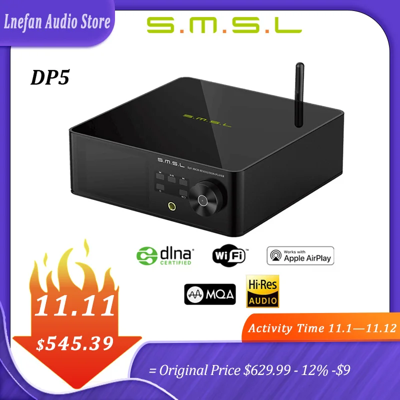 SMSL DP5 ES9038Pro Network Music Player Streaming Playback DAC MQA Full Decoding DSD256 Banlanced Headphone AMP Bluetooth Player
SMSL DP5 ES9038Pro Network Music Player Streaming Playback DAC MQA Full Decoding DSD256 Banlanced Headphone AMP Bluetooth Player